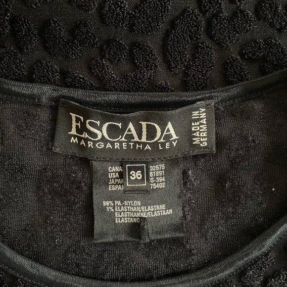 Vintage ESCADA Margaretha Ley 1990s Black Textured Pullover Top EU 36 Cheetah - Picture 2 of 7